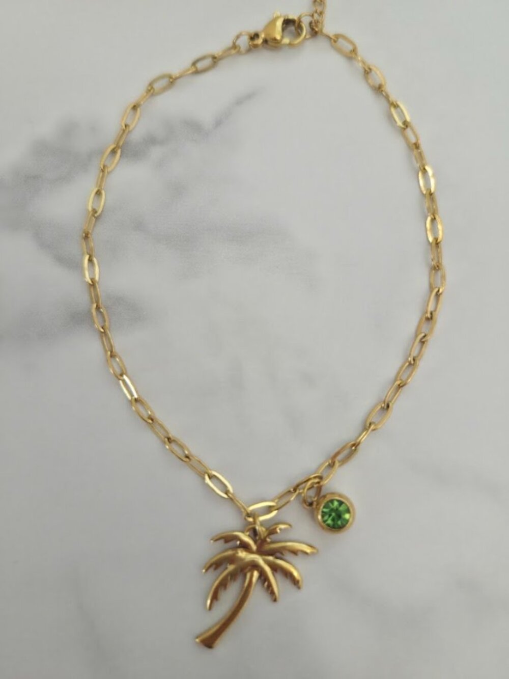 Tropical Coconut Tree Set Birthstone Pendant Anklet Beach Foot Chain Fashion - Picture 13 of 16